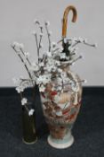 A 20th century Japanese twin handled vase depicting Geisha, height 62 cm,