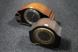 Two oak cased Art Deco mantel clocks