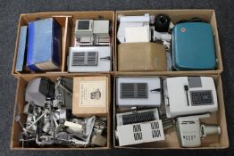 Five boxes of assorted vintage projectors and accessories