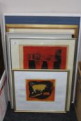 Seven framed 20th century continental signed prints