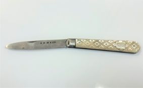 A Victorian silver and mother of pearl fruit knife,