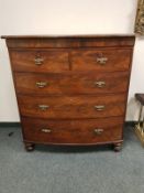 A Victorian mahogany bow-fronted five drawer chest,