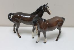 Two Beswick horses in brown gloss