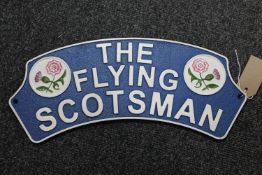 A cast iron Flying Scotsman plaque