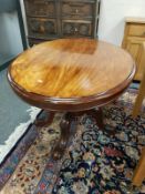 A Victorian mahogany oval tilt topped table,