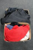Two boxes containing assorted lady's clothing and jackets