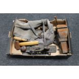 A box of joiner's bag of wood working tools,