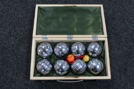 A pine cased set of Jonelle French boules