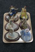 A tray containing a Leonardo collection china figure, Karen,