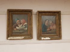 Two continental paintings depicting figures,