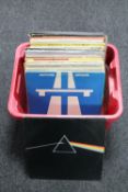A crate of LP's including Pink Floyd, Kraftwerk, Bob Dylan,