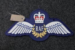 A cast iron RAF plaque