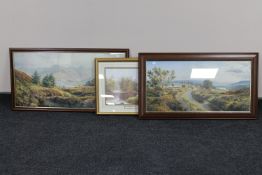 A gilt framed watercolour and two prints