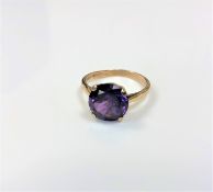 A 9ct gold amethyst ring, size N CONDITION REPORT: 2.