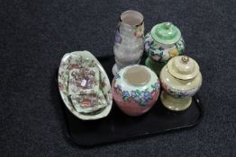 A tray of seven pieces of Maling lustre china