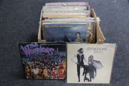 A box of LP records : movie soundtracks, Stevie Wonder, Fleetwood Mac, classical,