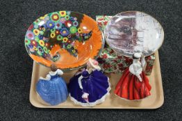 A tray of three Royal Doulton Pretty Ladies figures; Helen, Mary and Gail,