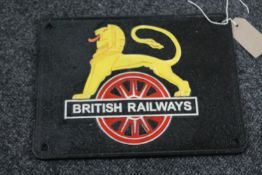 A cast iron British Railways plaque