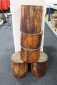 Five tree trunk stools