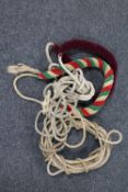 A box containing bell ringer's ropes