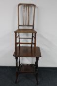 A late Victorian occasional table and a bergere seated bedroom chair