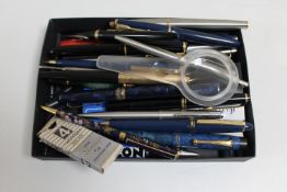 A box of assorted ball point and fountain pens - Parker, Sheaffer,