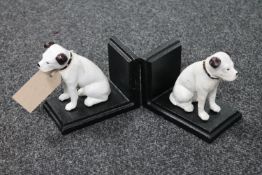 A pair of cast iron dog bookends
