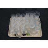 A tray of assorted drinking glasses