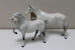 Two Beswick horses in grey gloss