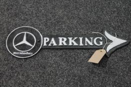 A cast iron Mercedes Benz Parking plaque