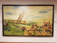 Robert Hepple, 19th century line infantry battle, oil on canvas,