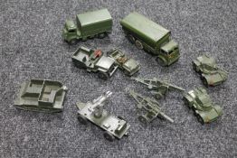 A box of mid 20th century Dinky military vehicles