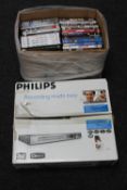 A large box of DVD's and a Philips DVD recorder