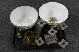 A tray of Franklin Mint porcelain bowl, Royal Copenhagen floral bowl,