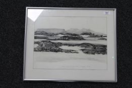 Donald James White : Beach at Arisaig, pencil, signed, dated May 1980, 29 cm x 40 cm, framed.