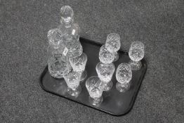 A tray of two crystal decanters and glasses