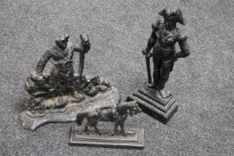 Three Victorian cast iron door stops