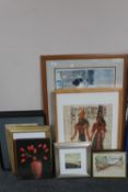 An assortment of pictures, prints, watercolours,