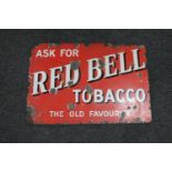 An early 20th century Ask for Red Bell tobacco the old favourite enamelled sign
