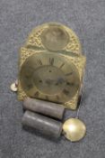 A brass longcase clock movement signed Hawthorn, Newcastle,