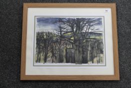 Donald James White : Sheddens, watercolour, signed, dated '73, 32 cm x 42 cm, framed.