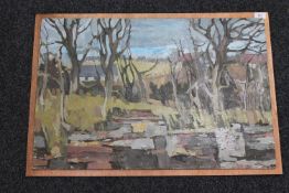 Donald James White : Calder Glen, oil on board, signed, dated '65, 51 cm x 76 cm,