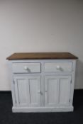 A painted pine farmhouse style two door sideboard