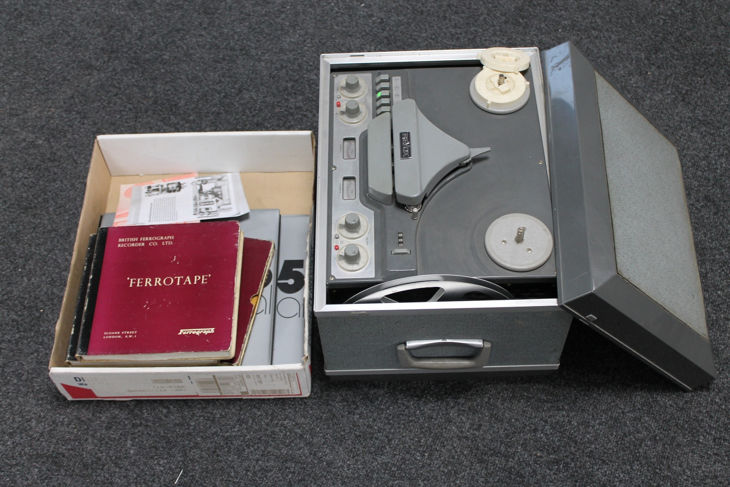 A Revox model G 36 reel to reel machine and reels,