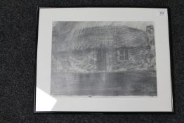 Donald James White : Thatched Cottage, South Uist, pencil, signed verso and dated 1986,