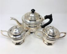 A silver plated three piece tea service