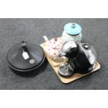 A Emile Henry cast iron lidded tagine and a tray of Nescafe Dolce Gusto coffee machine,