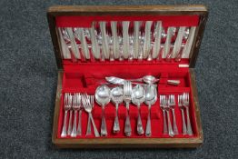 An oak canteen of silver plated cutlery