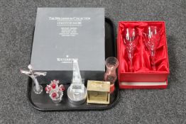 A Waterford Crystal Toast of the Year 2000 Collection Series, two crystal wine glasses,