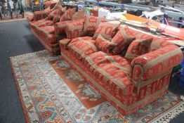 A Furniture Village oversized four piece lounge suite : four seater settee, three seater settee,